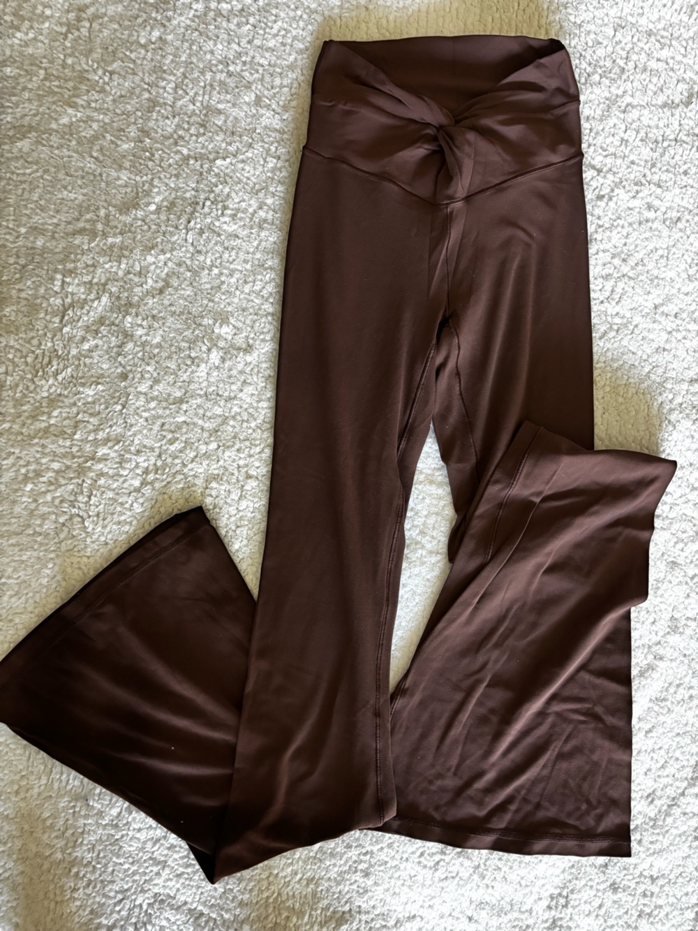 Women's Brown Wide-Leg Yoga Pants with Twist Waistband - Aerie Flare Leggings